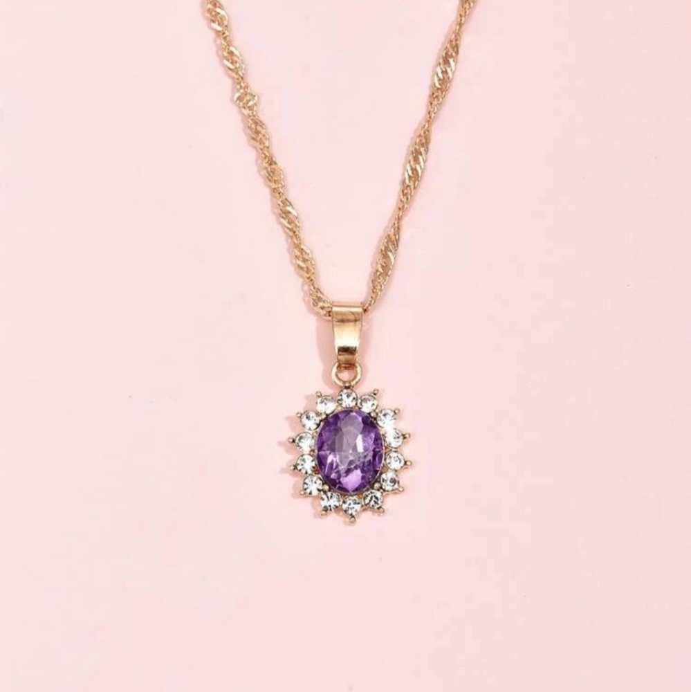 *Wendy* Purple Stone Necklace - Picture 4 of 6